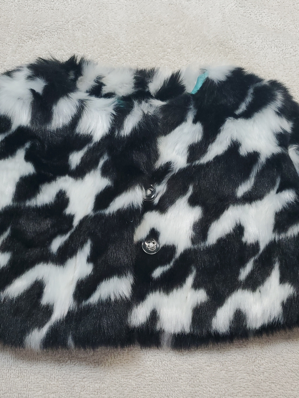 Janie and Jack Black and White Faux Fur Cape. 6 To 12 Months